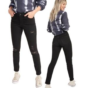 Old Navy Women's Black Pop Icon High Waisted Distressed Skinny Jeans- Size 2
